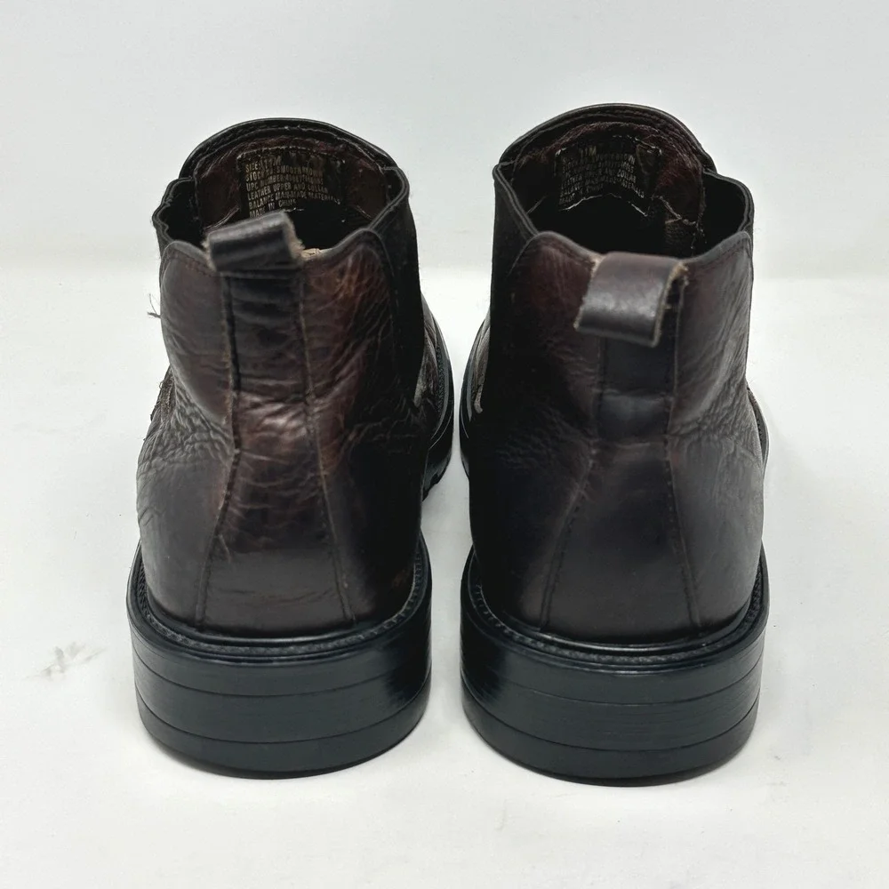 VTG GBX Mens Boots 11M Brown Leather Chelsea Chunky Square Workwear Streetwear
